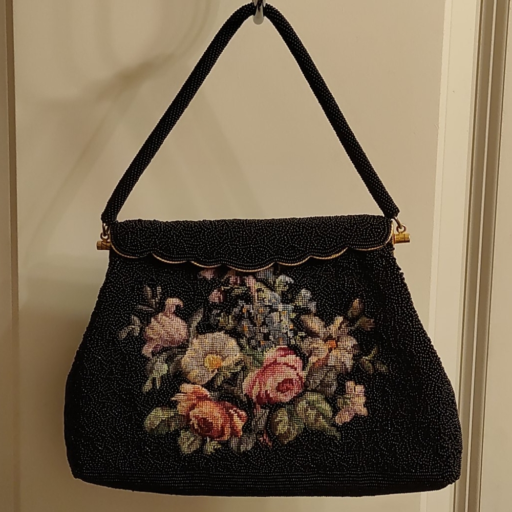 Vintage beaded and crocheted handbag